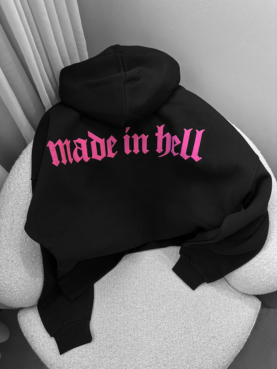 Oversize Made in Hell Hoodie - Black and Lila