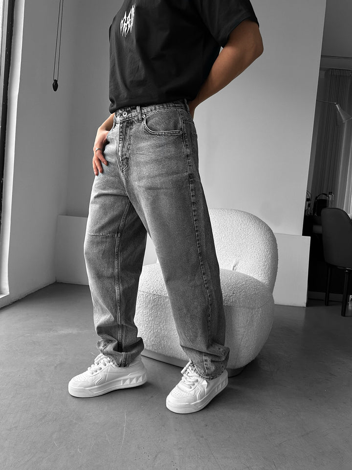 Baggy Stitched Jeans - Anthracite