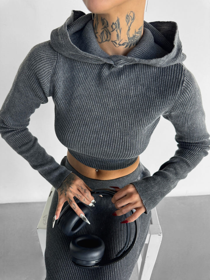 Knit Hoodie - Anthracite