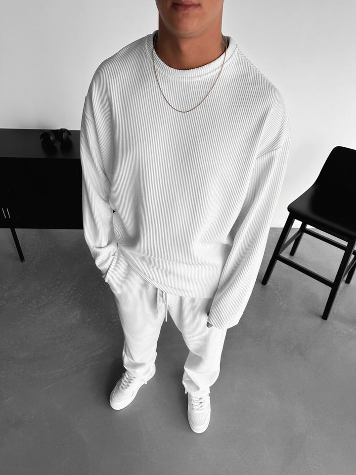 Oversize Cord Sweater - White