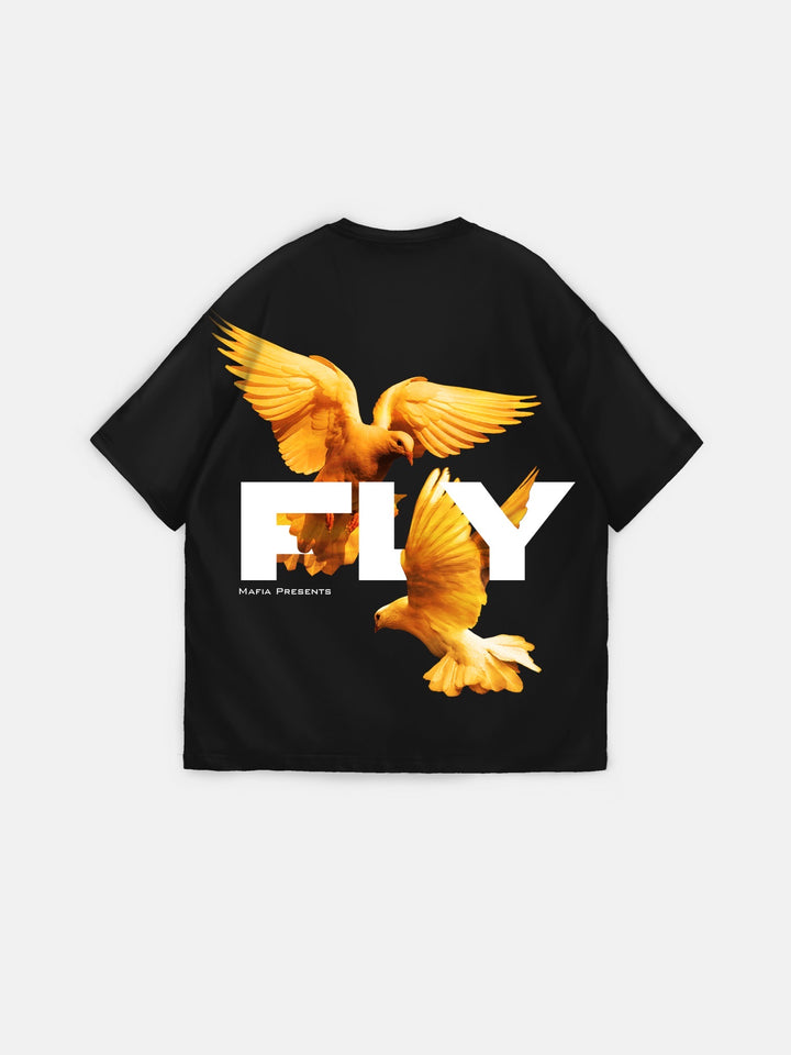 Oversize 'Fly' T-shirt - Black and Orange