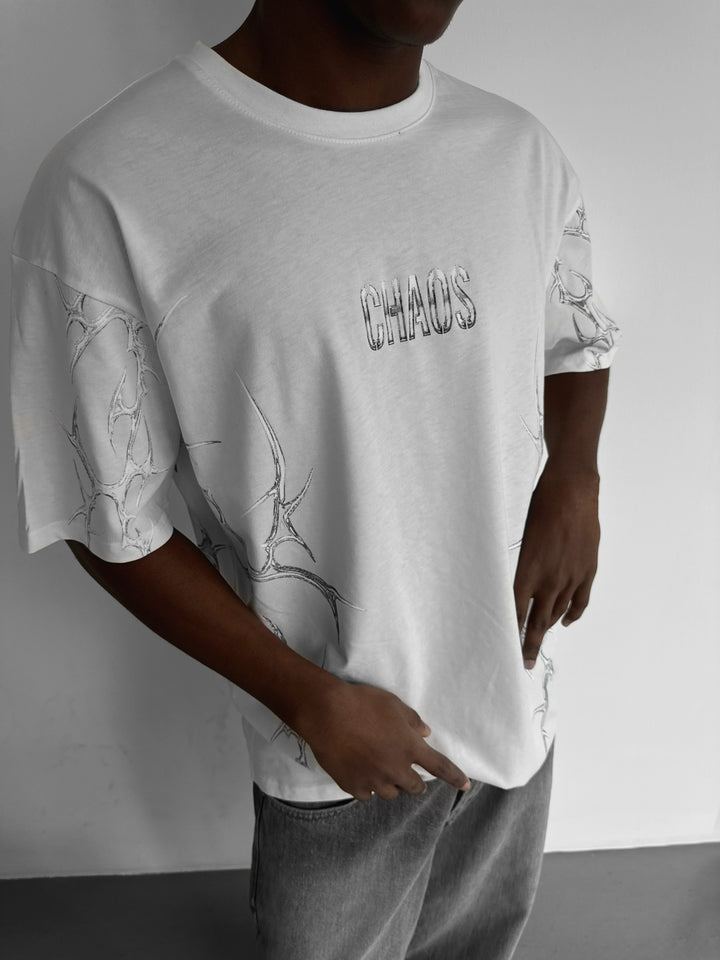 Oversize 'Chaos' T-Shirt - Ecru