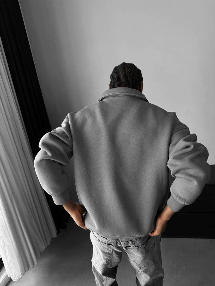 Oversize Half-Zip Polo Sweatshirt - Anthracite