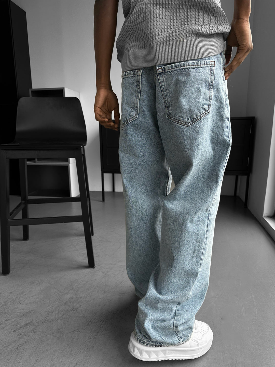 Relax Baggy Washed Jeans - Light Blue