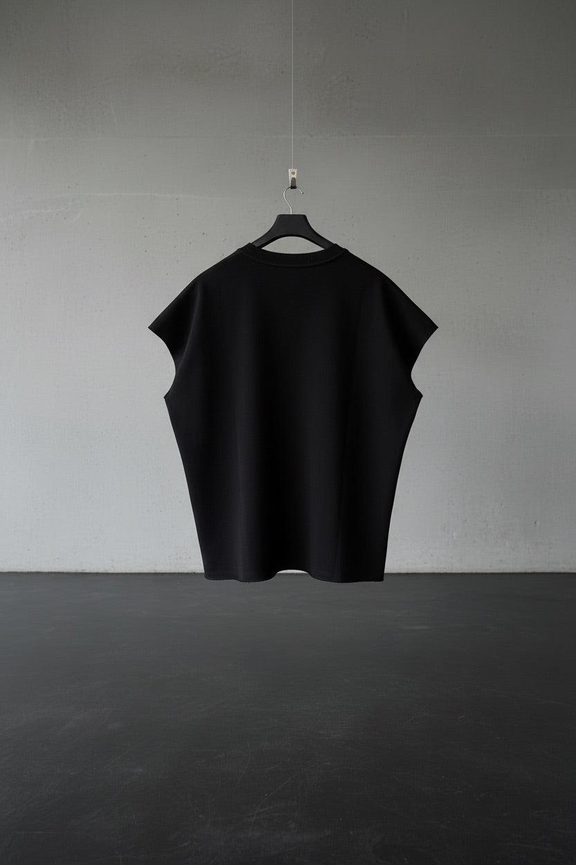 Oversized Batwing Seam-Detail T-Shirt - Black