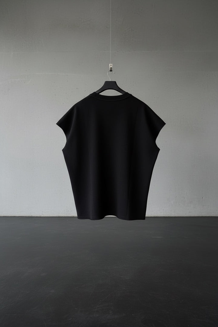 Oversized Batwing Seam-Detail T-Shirt - Black