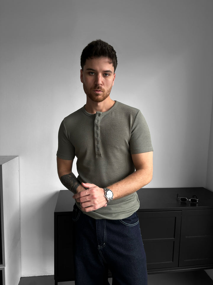 Slim Fit Button T-shirt - Mint