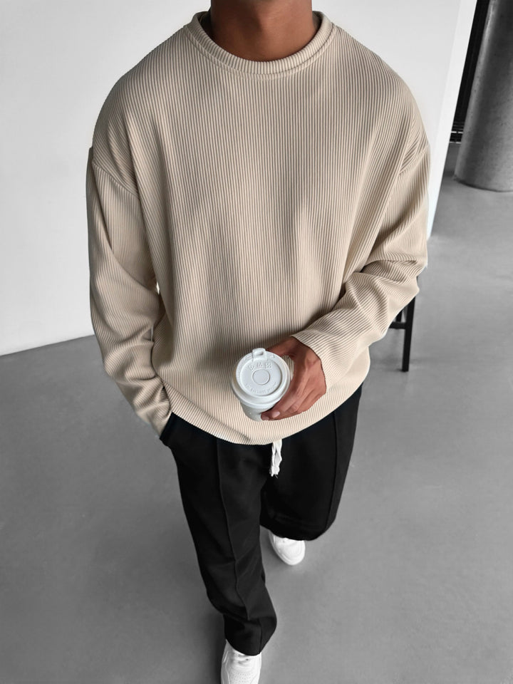 Oversize Cord Sweater  - Beige