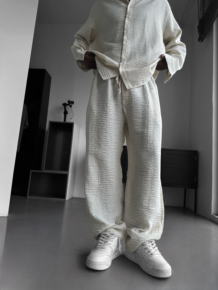 Straight Muslin Trousers - Cremé
