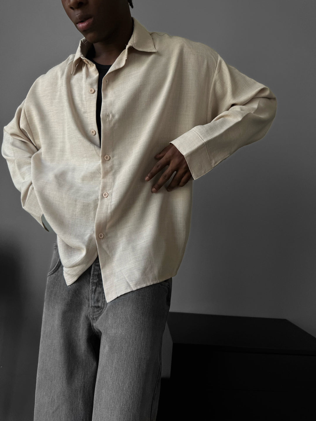 Oversize Linen Shirt - Beige