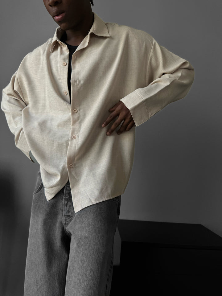 Oversize Linen Shirt - Beige