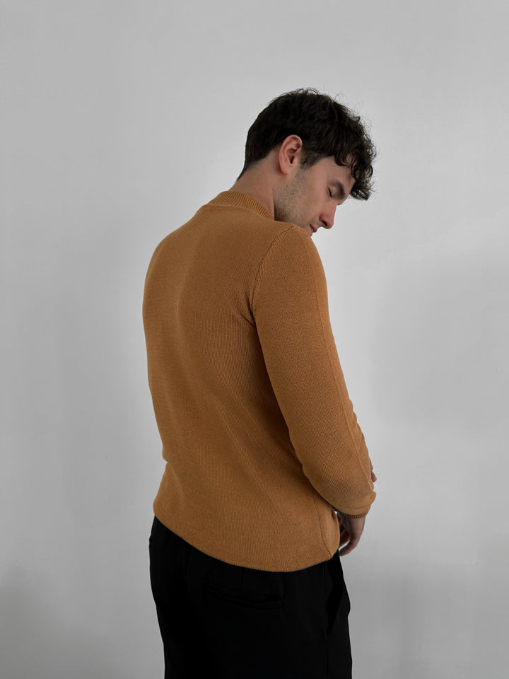Loose Fit Half Neck Pullover - Camel