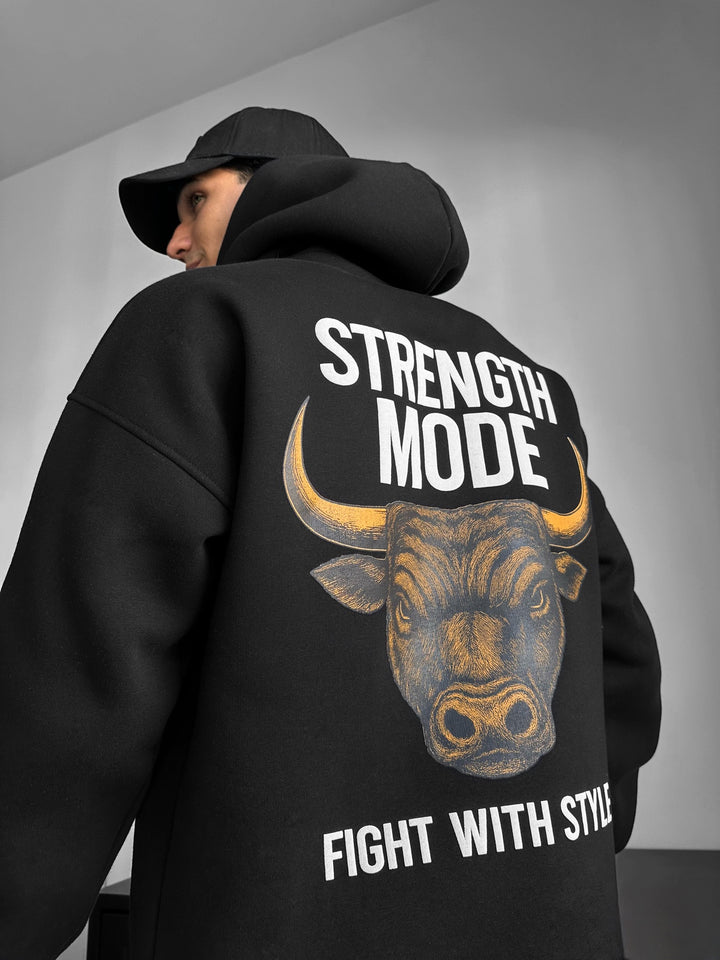 Oversize Strength Mode Hoodie - Black