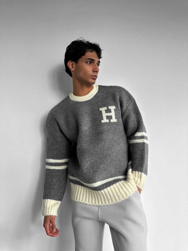 Oversize Knit Letter Sweater - Ecru