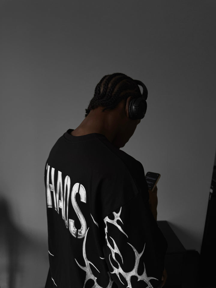 Oversize 'Chaos' T-Shirt - Black