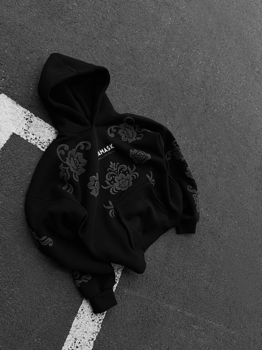 Oversize Damask Hoodie - Black