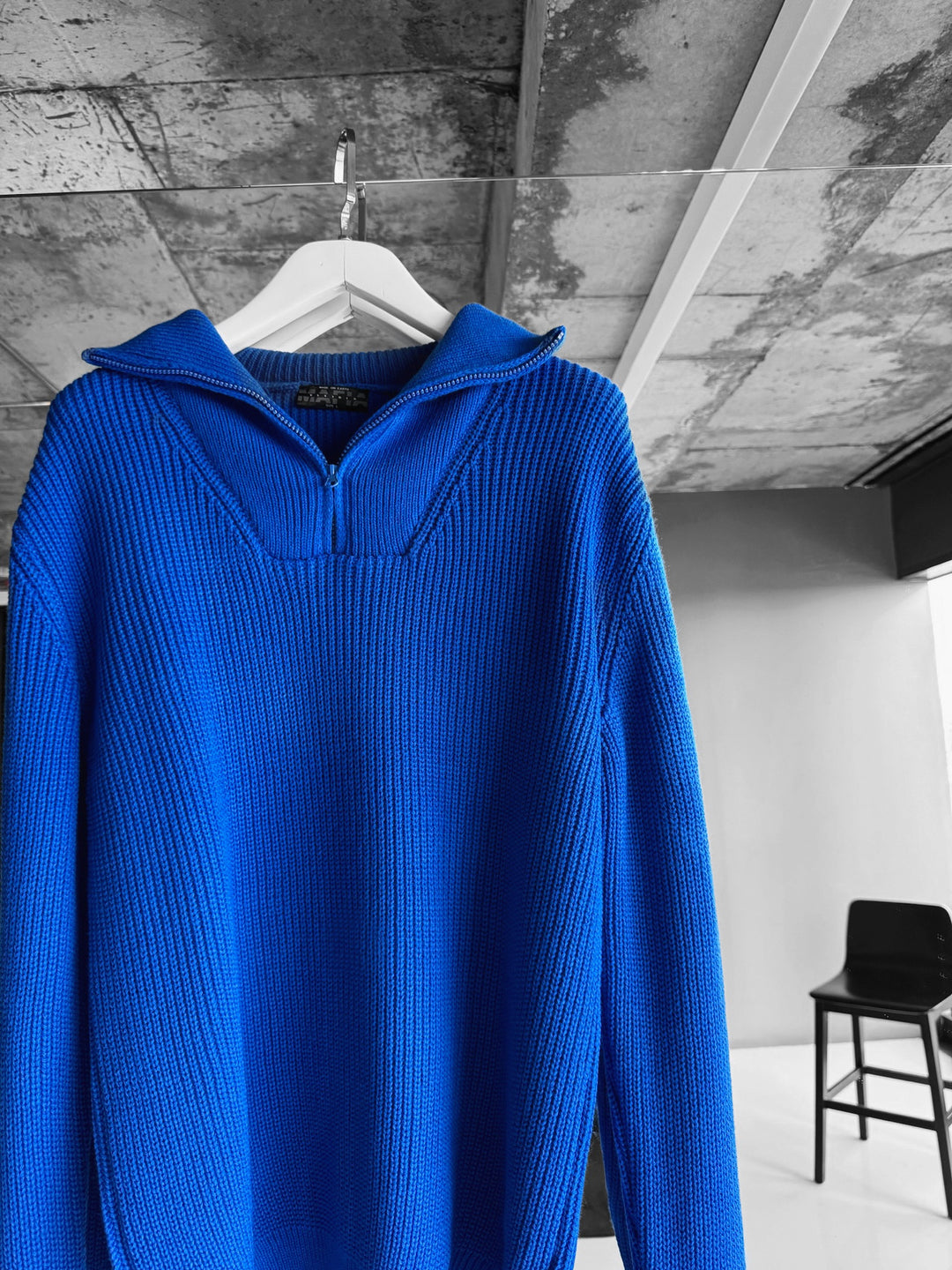 Oversize Collar Zipper Knit Sweater - Saks
