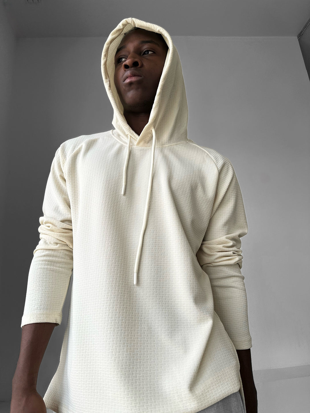 Loose Fit Thin Hoodie - Beige