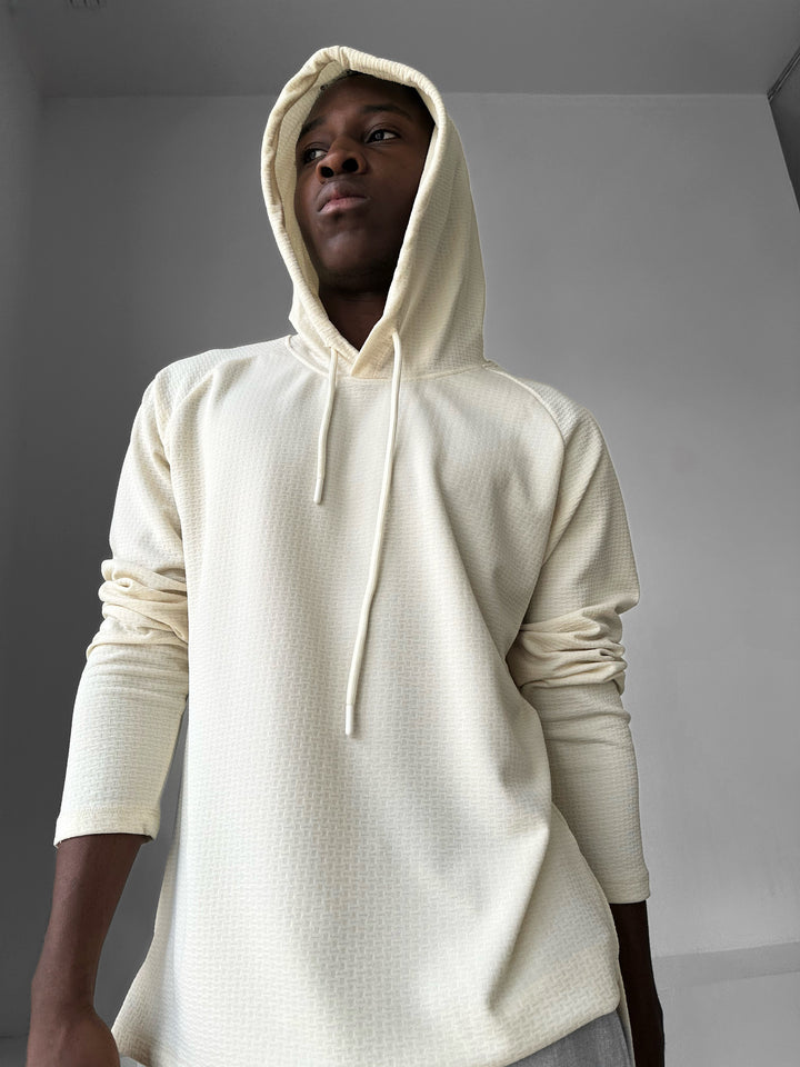 Loose Fit Thin Hoodie - Beige
