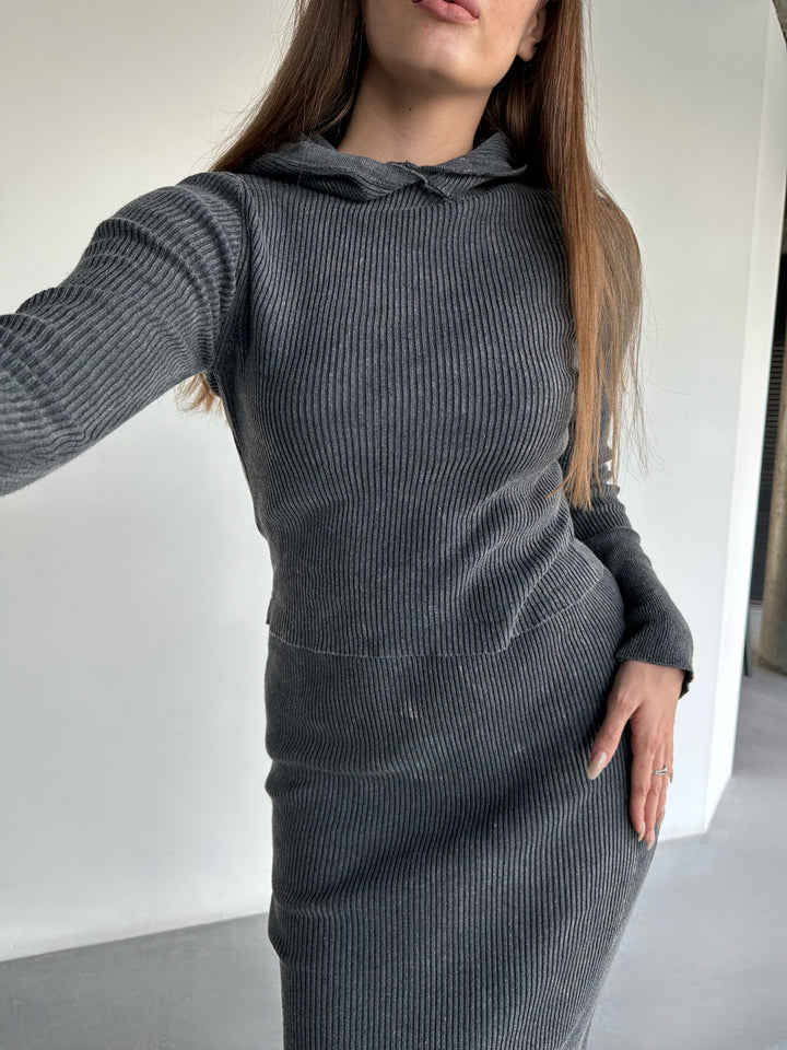 Knit Hoodie - Anthracite