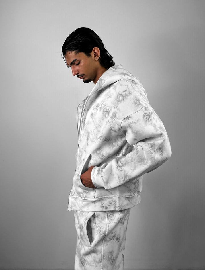 Oversize Double Zip Hoodie - Ecru