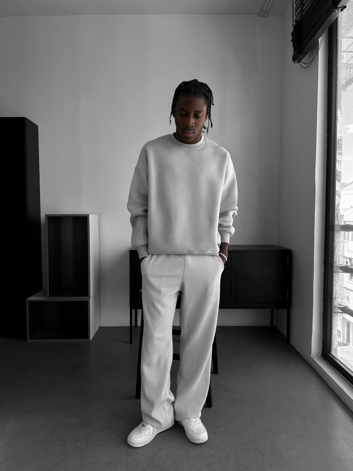 Loose Fit Ribbed Trousers - Grey