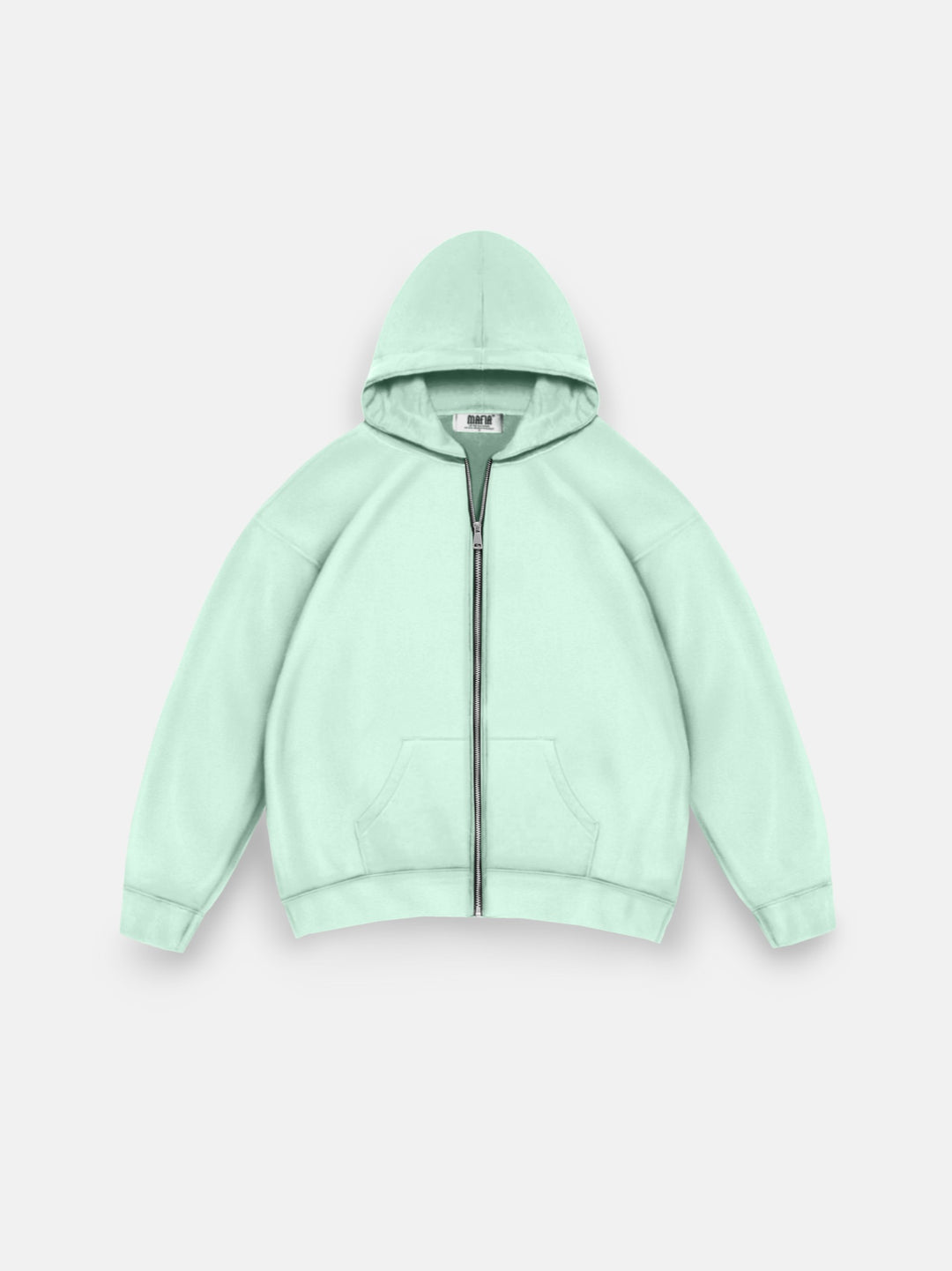 Oversize Basic Zipper Hoodie - Misty Jade