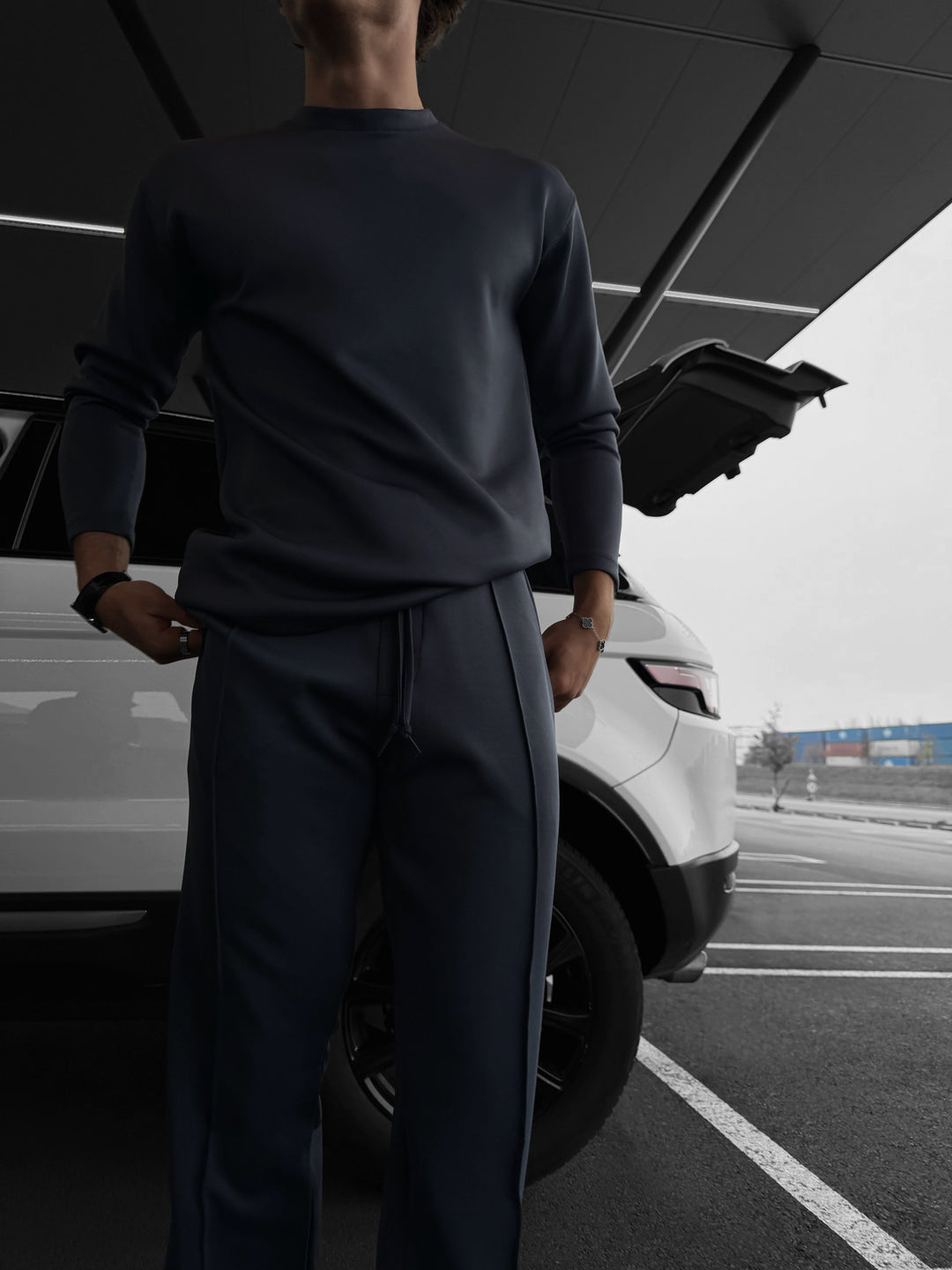 Loose Fit Diver Fabric Trousers - Anthracite