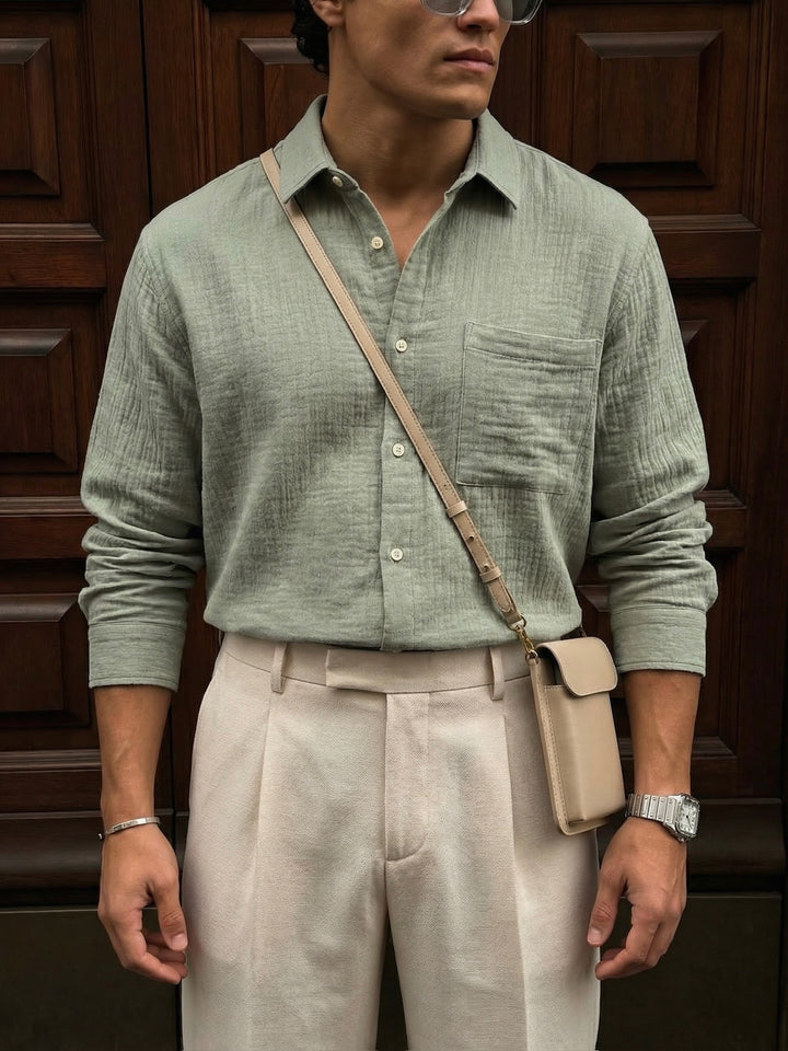 Oversize Muslin Shirt - Green