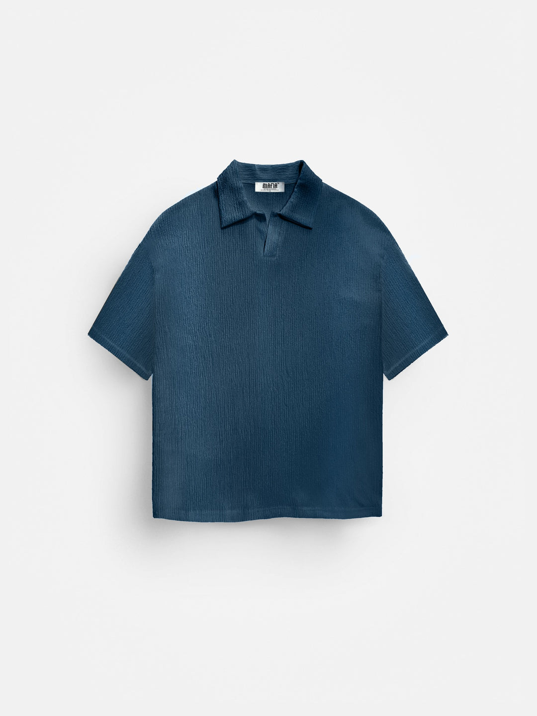 Oversize Crepe Polo T-Shirt - Indigo