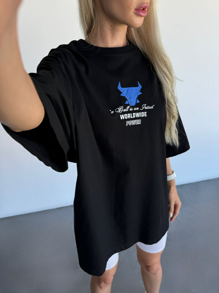 Oversize Bull Worldwide T-shirt - Black and Saks