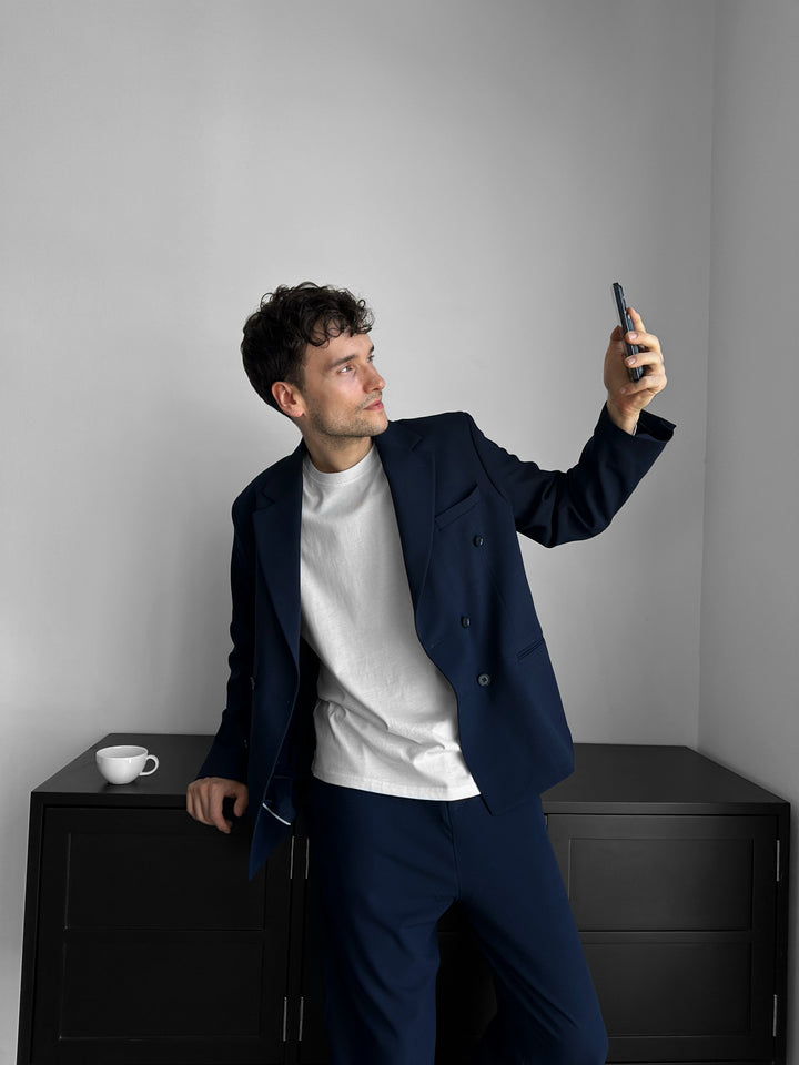 Oversize Tailored Suit - Navy Blue