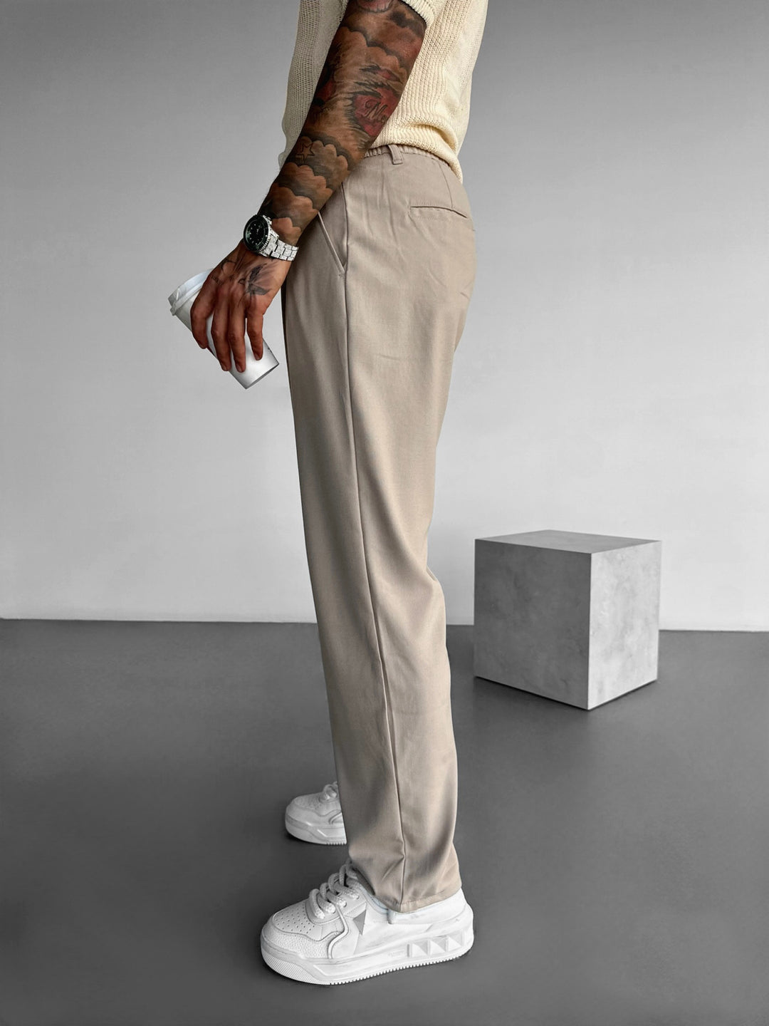 Baggy Chino Trousers - Beige