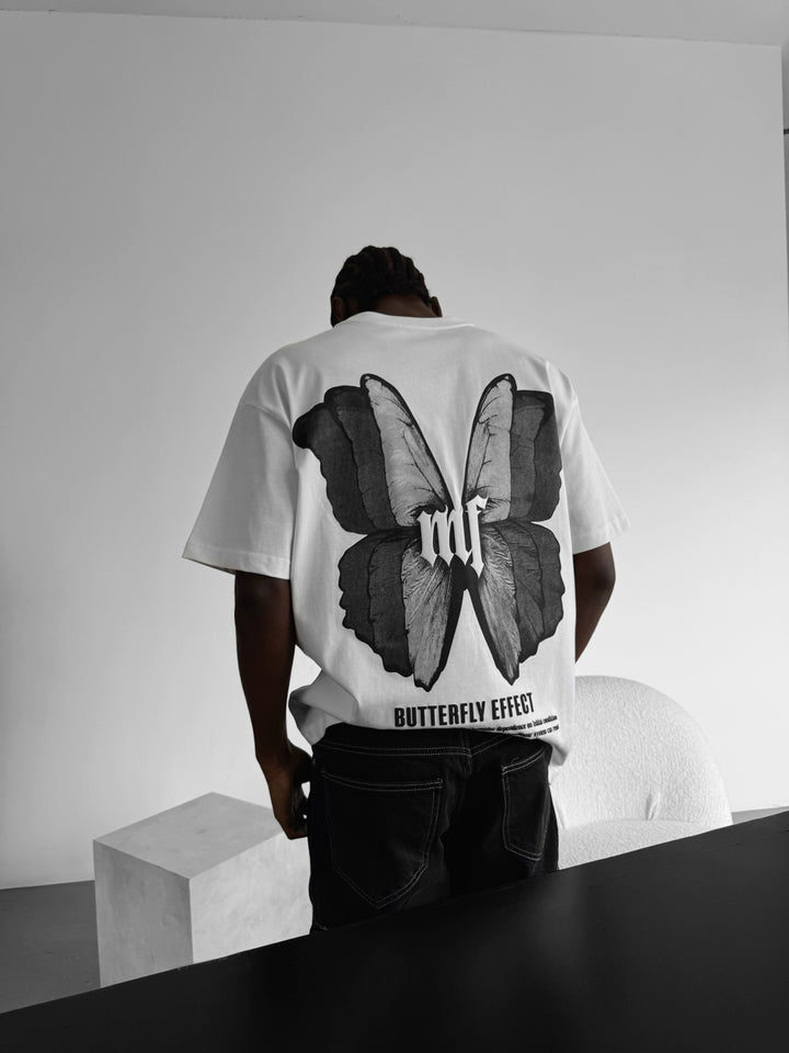 Oversize 'Butterfly Effect' T-Shirt - Ecru