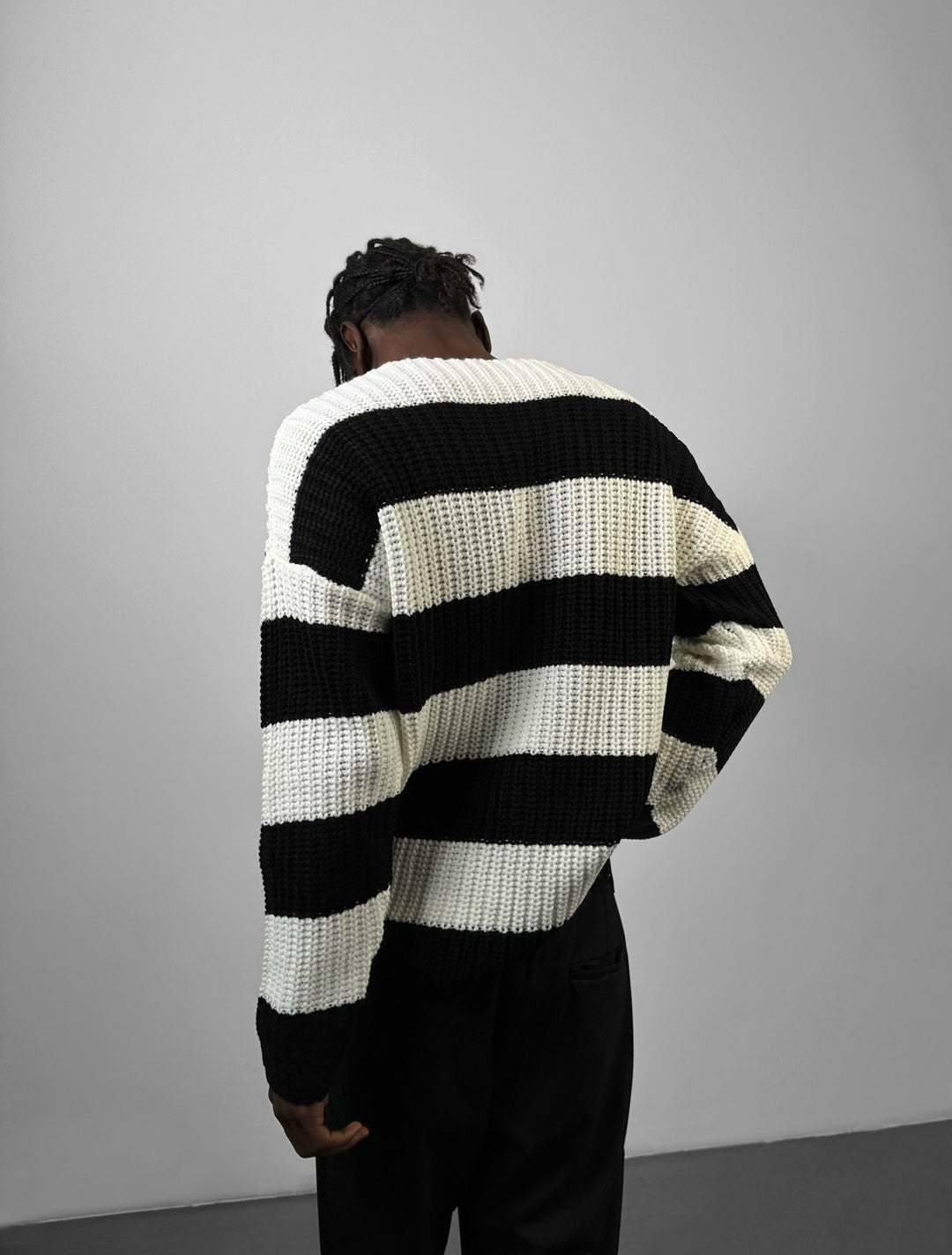 Regular Fit Wide Stripe Sweater - Black