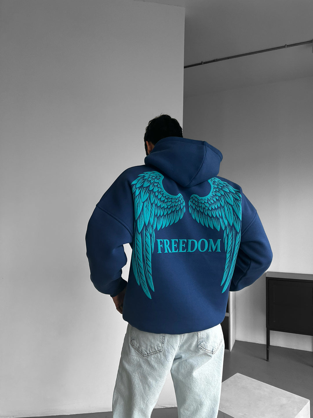 Oversize Freedom Hoodie - Navy Peony