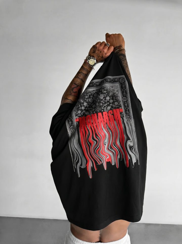 Oversize "Monarch" T-Shirt - Black and Bordeaux