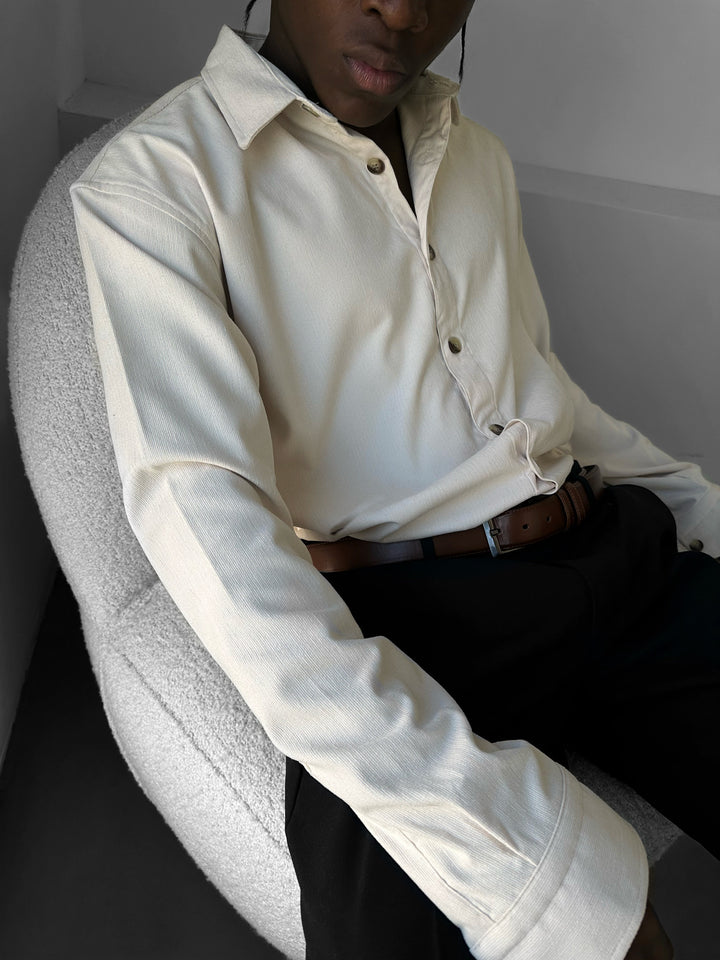Oversize Velvet Shirt - Beige