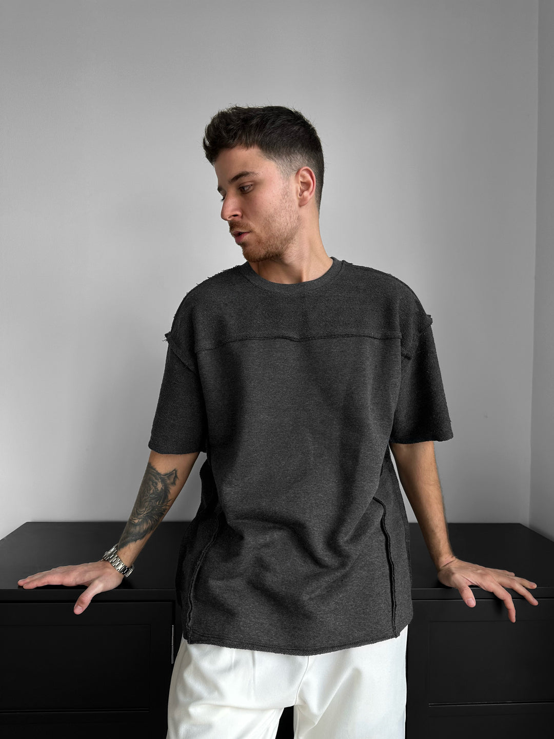 Oversize Seam Detail T-shirt - Anthracite