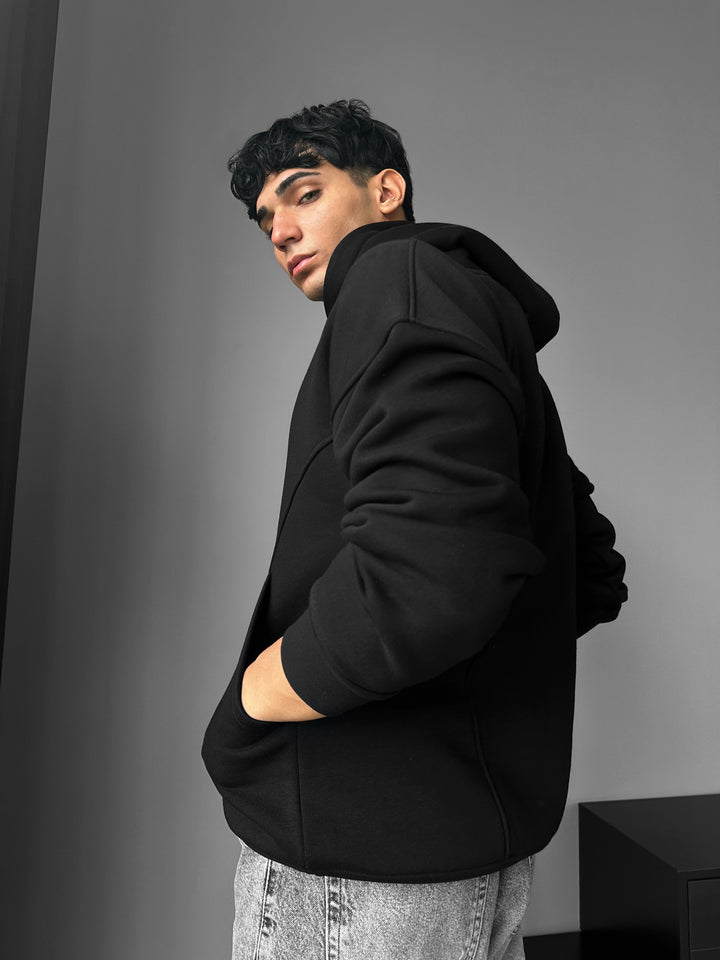 Oversize Stitches Hoodie - Black