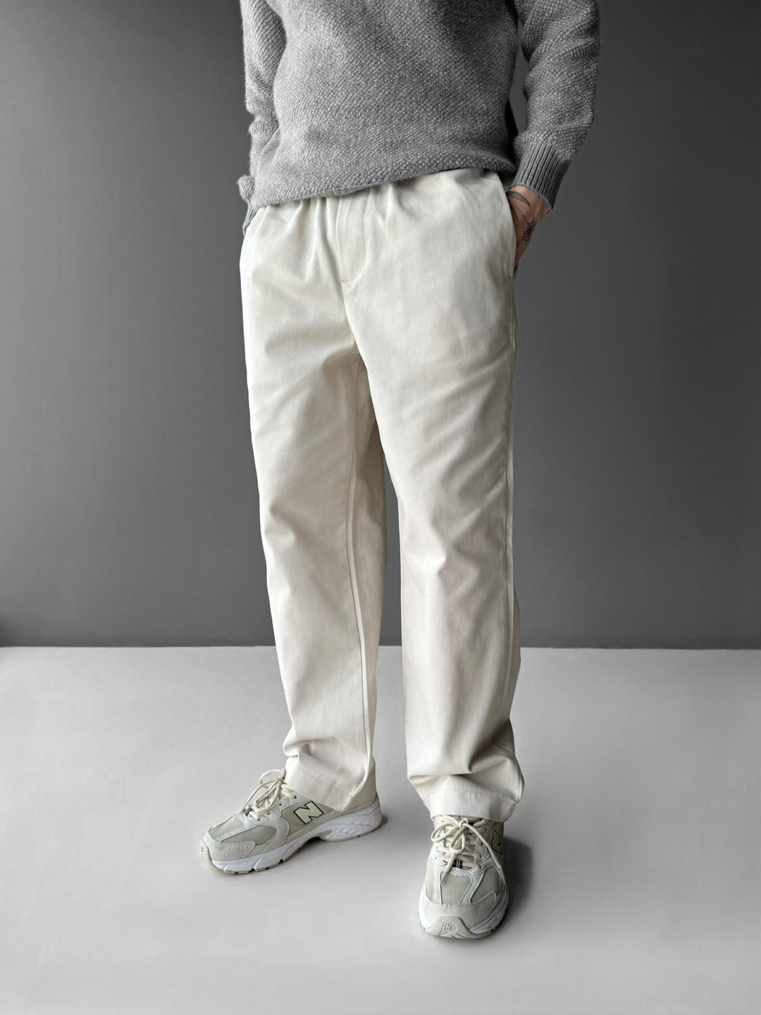 Straight Fit Trousers - Cremé