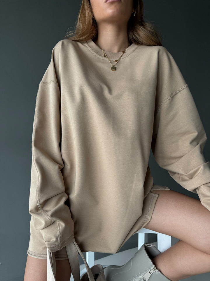 Loose Fit Basic Sweater - Beige