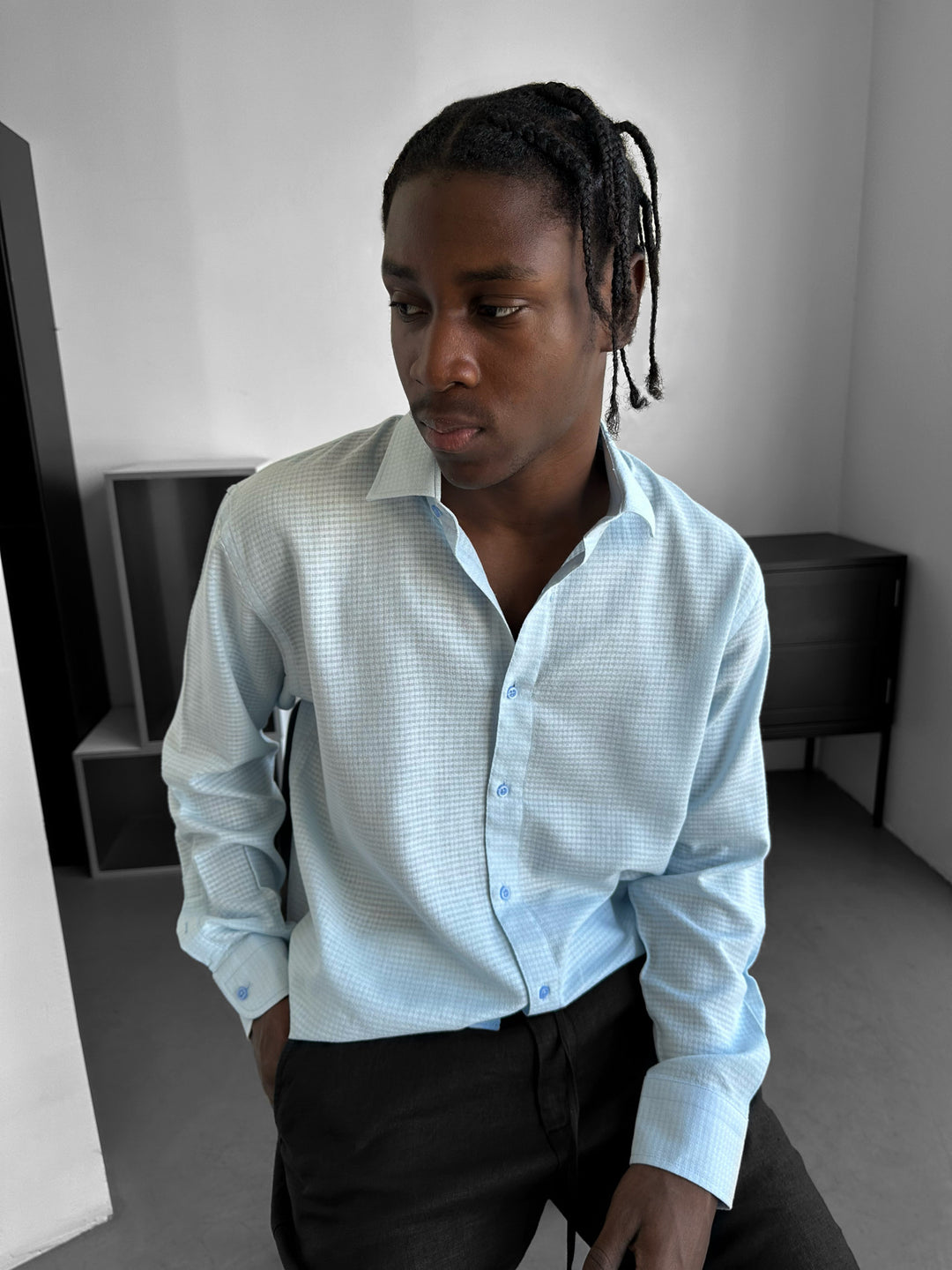 Regular Fit Textured Shirt - Blue