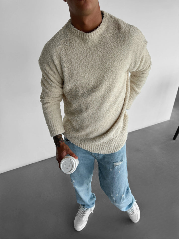 Oversize Plush Pullover - Cremé