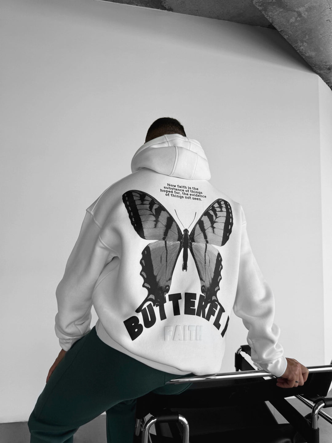 Oversize Butterfly Hoodie - White