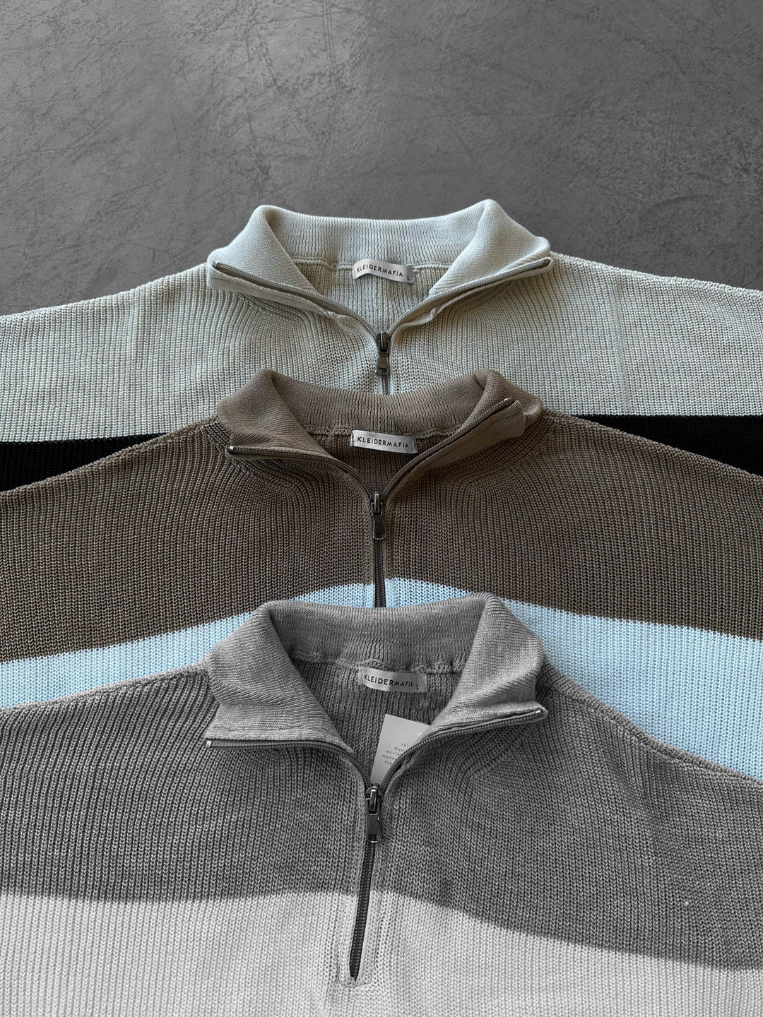 Regular Striped Knit T-shirt - Camel