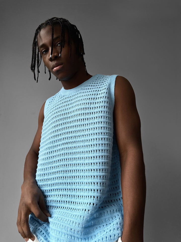 Oversize Grid Tanktop - Blue