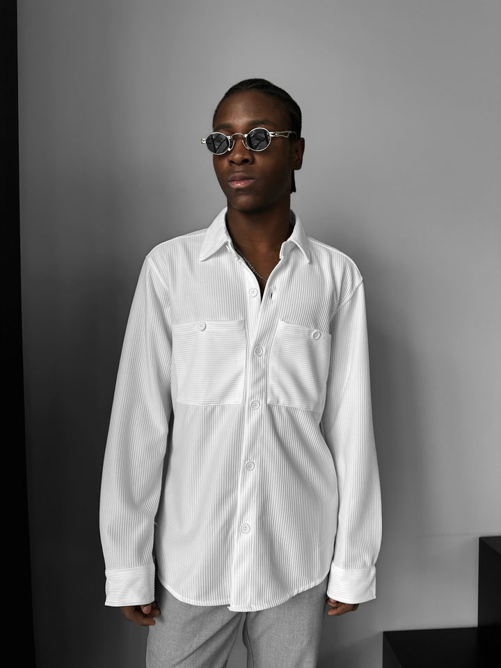 Loose Fit Double Pocket Shirt - Ecru