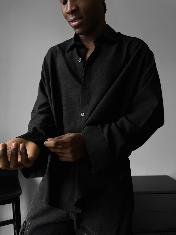 Oversize Linen Shirt - Black
