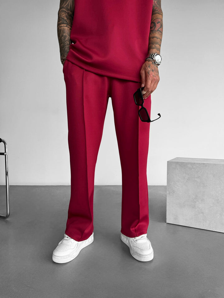 Loose Fit Diver Fabric Trousers - Bordeaux